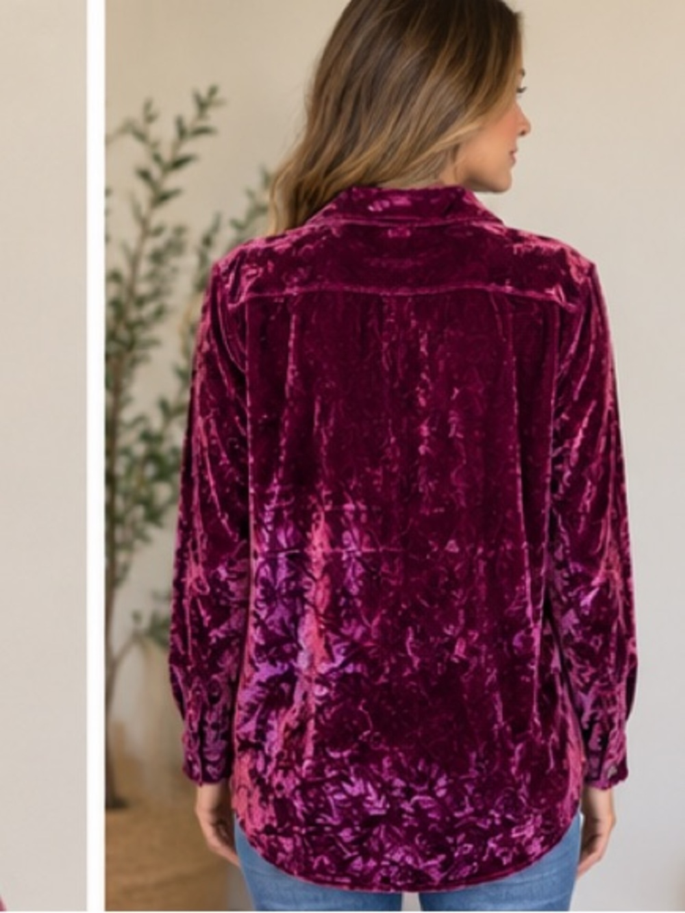 Tommy Bahama Women M Purple Velvet Silk Blend Button Down Shirt Blouse